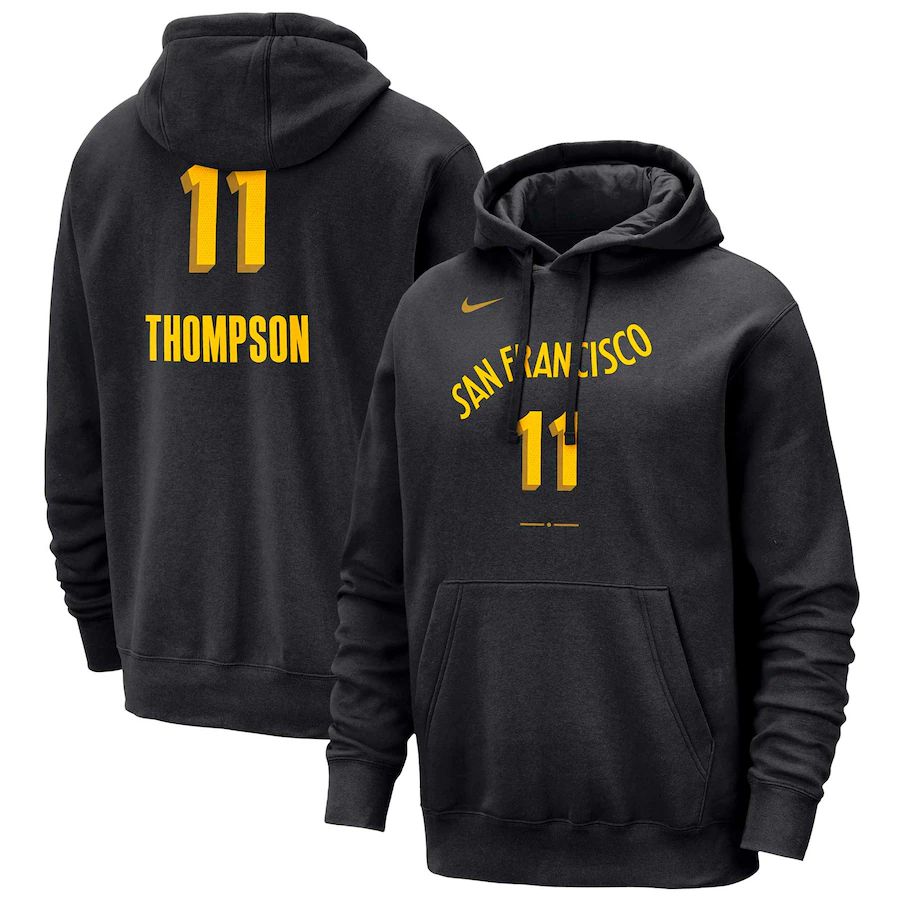 Men Golden State Warriors #11 Thompson Black Nike Season city version Sweatshirts 23-24 NBA Jersey